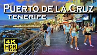Puerto de la Cruz Tenerife Evening Walk, Shops, Restaurants 4K60fps HDR π Best places π Walking tour