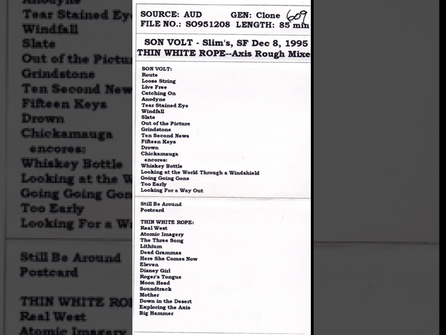 YouTube에서 Thin White Rope- Exploring the Axis Rough Mixes Audio only, from DAT xfer of low gen audiotape 보기 YouTube에서 Thin White Rope- Exploring the Axis Rough Mixes Audio only, from DAT xfer of low gen audiotape 보기