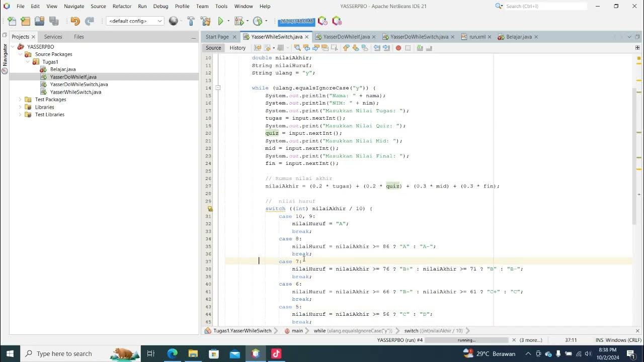 Program Looping Java While Switch,Do While If,Do While Switch By:YASSER ...