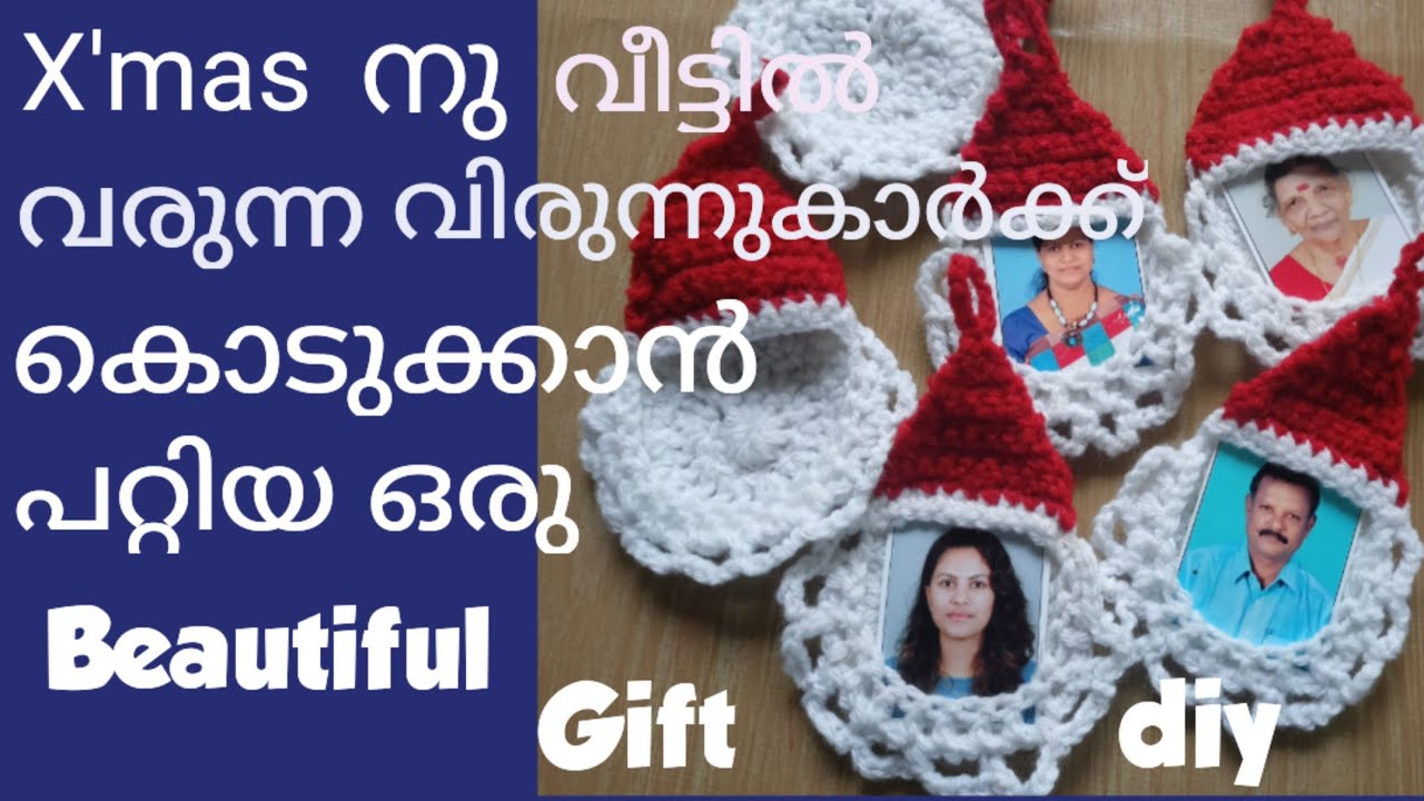 Crochet santa face picture holder elegant x mas gift santa hat ornament