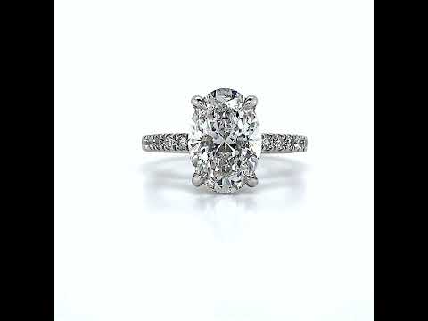 Oval Moissanite Diamond Pave Basket Engagement Ring ring video