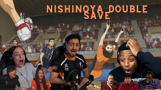 Nishinoya Double Save Reaction Compilation | Haikyuu 3X9