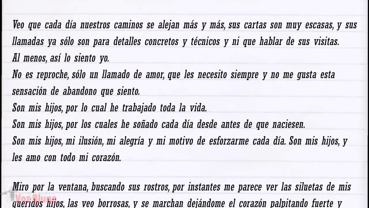 título Instalación Diez años carta de una madre triste a sus hijos