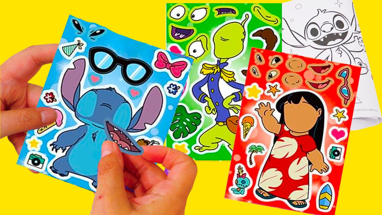 Lilo & Stitch Movie DIY Make a Silly Face Stickers + Sniffycat Coloring