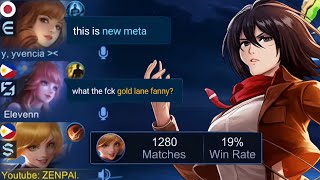 I PLAY GOLD LANE FANNY IN HIGHRANK AND THIS HAPPENED - SOLO RANK GAME (MLBB)