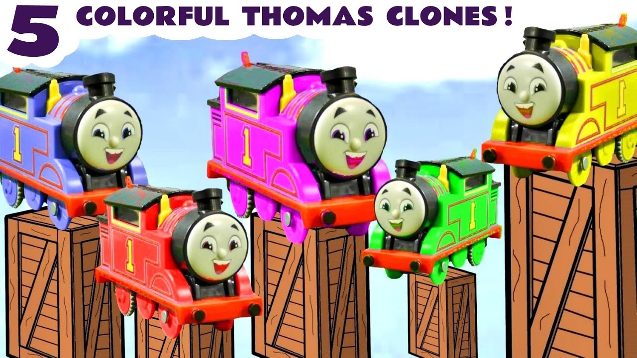 Why are there five Colorful Thomas Clones Jumping on the Bed?