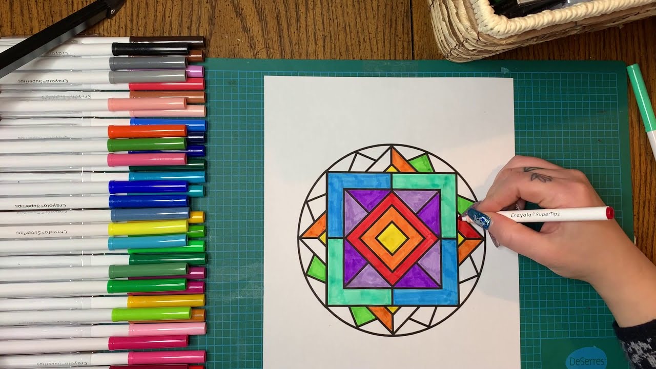Mandala Colouring Pages Big Shapes Meditative Adult And Kids Mandala Coloring Time Lapse Youtube
