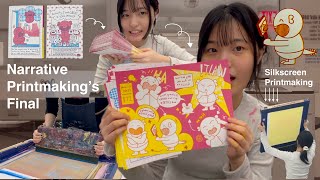 Narrative Silkscreen Printmaking's Final | Art school vlog, New York