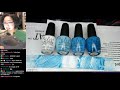 Water Marble & Chill | Blue Stripes Extended Nail Art Tutorial [Streamed 3/10/22]