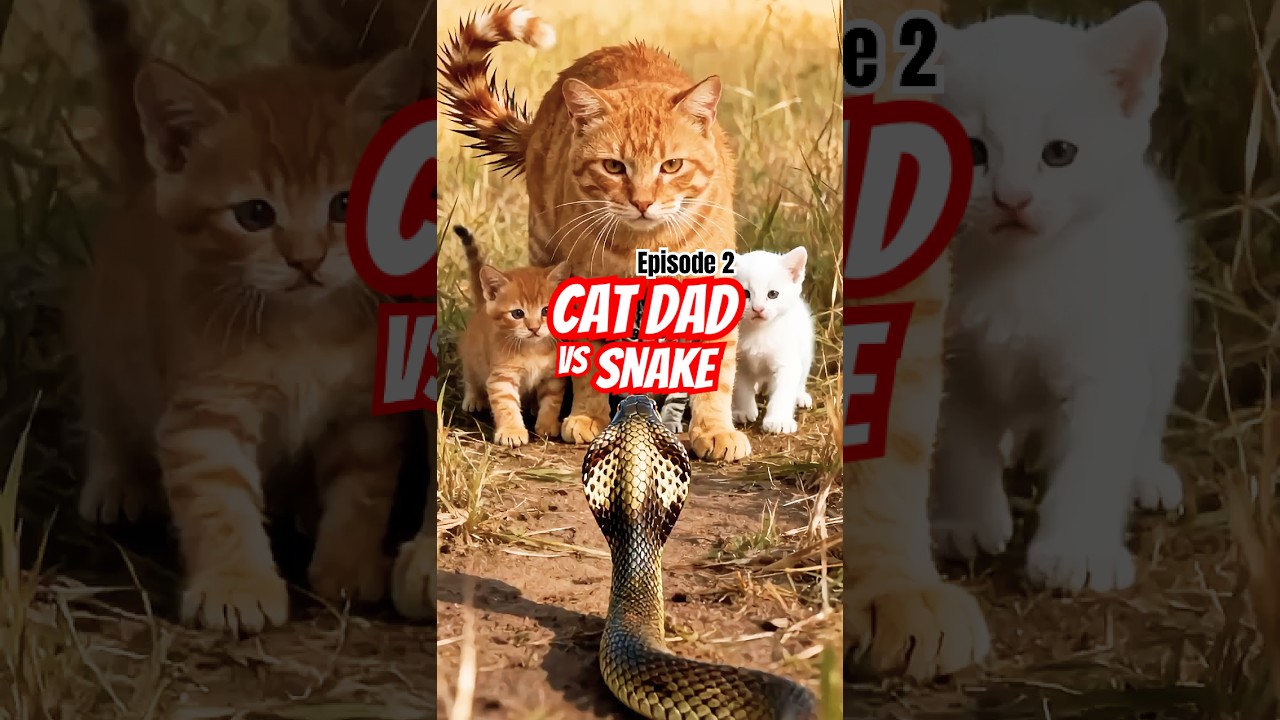 Brave Cat Saves Kittens from Snake! 🐍 Photo Series 
