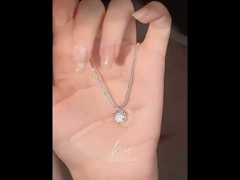 Сріблясте кольє намисто Diamond ланцюжок і кулон (підвіска з кристалом), видео 1