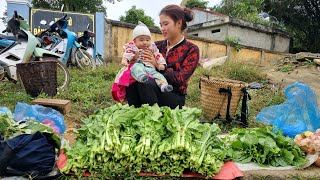 Warm when my baby and I are together - Harvesting green Vegetables Going to the market to sell