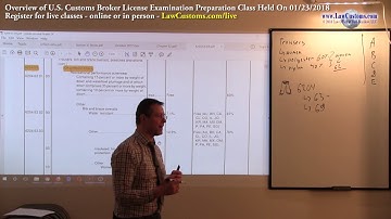 01/23/2018 Customs Broker License Preparation Exam Class Overview