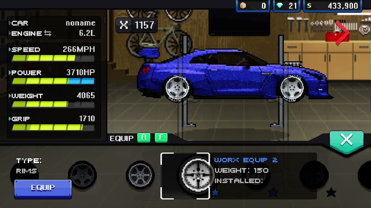 Настройка nissan gtr в pixel car racer