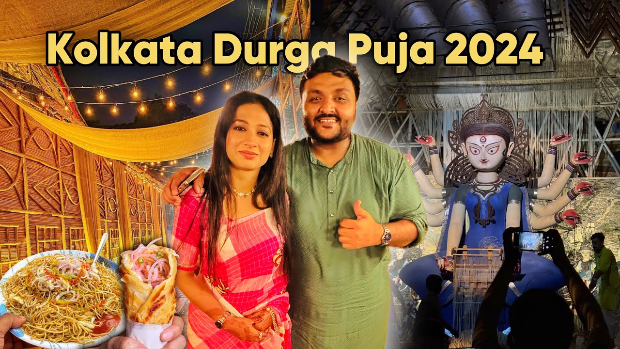 Kolkata Night out During Durga Puja 2024 || Delicious Street food & Unique Pandal tour 😀
