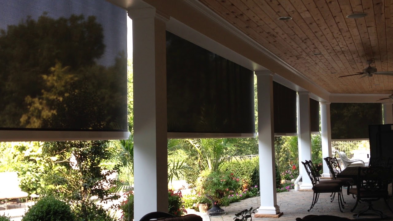 Motorized Porch Shades (Retractable Solar Shades) Cool This Hot Covered