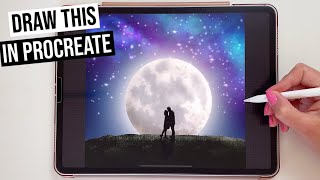 How to draw Draw Moon Scene with Procreate on iPad | Step by step drawing tutorial for beginners screenshot 3