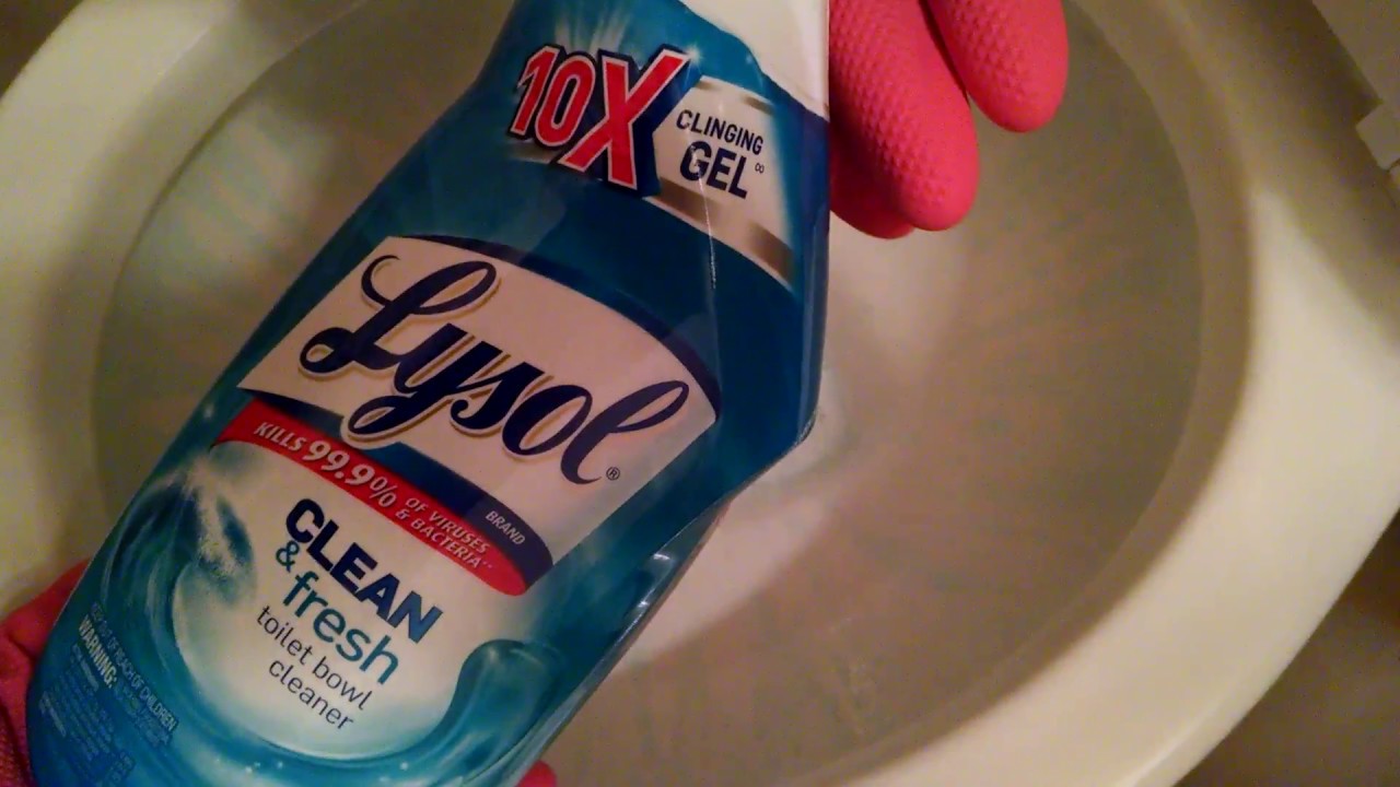 Cleaning a Toilet w/ Lysol Toilet Bowl Cleaner Ocean Fresh Soapy
