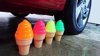 Crushing Crunchy & Soft Things by Car! EXPERIMENT Ice Cream and Toys vs Car