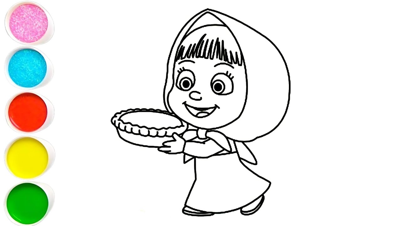 Cute Masha drawing painting coloring for kids and toddlers Art for beginners 