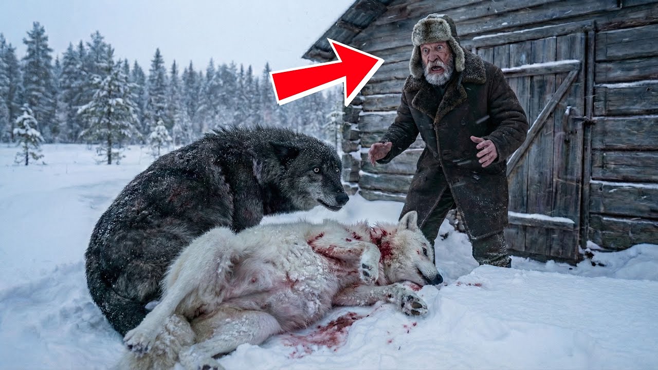 Волк погибал, закрывая собой беременную подругу. Поступок старика потряс весь мир