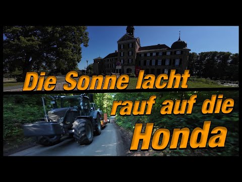 Die Sonne lacht rauf auf die Honda