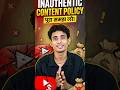 YouTube New Policy 2026: Inauthentic Content policy  #inauthenticcontent #youtubepolicy #shorts