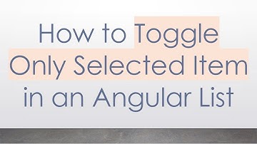 How to Toggle Only Selected Item in an Angular List
