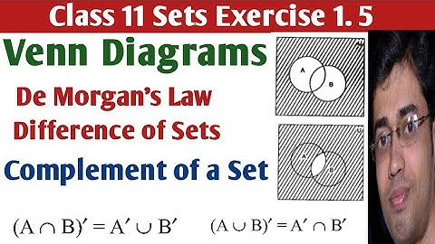Sets Venn Diagrams| Sets Class 11| Class 11 Sets Exercise 1.5 Ncert |De Morgan