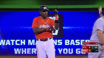 STL@MIA: Ozuna plates two with a double off the wall