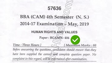 2019 Mdu BBA CAM 4th Sem Human Rights & Values Question Paper