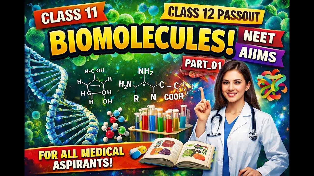 CLASS 11 BIOLOGY (BIOMOLECULES_01) BY AAFRIN MA'AM FOR CLASS 11th, 12th PASSOUT, NEET, AIIMS.