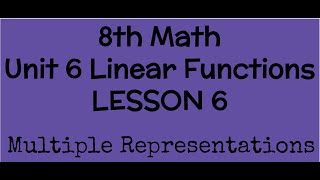 8th Unit 6 Lesson 6 Multiple Representations