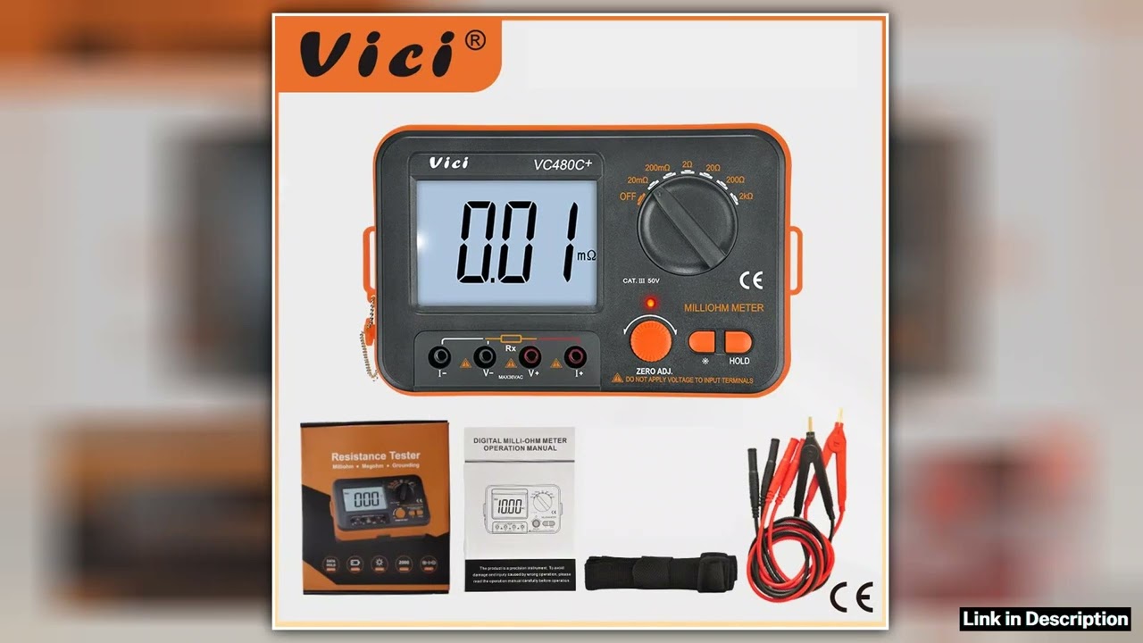 Vici VC480C SMQCNAS Calibrated Digital Milliohm Meter 001m2k 4Wire Tester with Backlight Data Hold