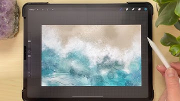 Painting a Tranquil Beach in Procreate | digital alcohol ink fluid art