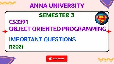 CS3391 Important Question Object Oriented Programming