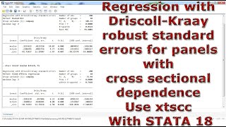 Regression Driscoll Kraay robust standard errors panels cross sectional dependence xtscc STATA 18