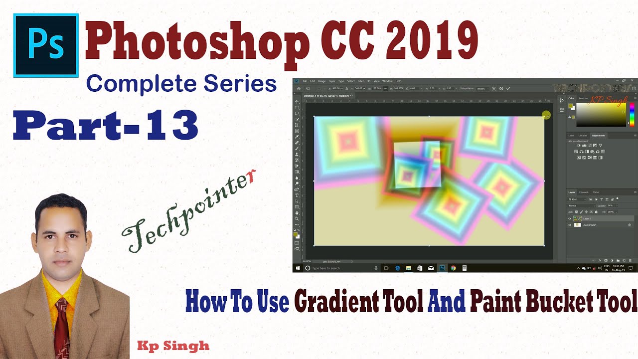 Part13, How To Use Gradient Tool And Paint Bucket Tool In CC