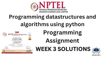 NPTEL Week 3 programming assignment | Programming Data Structures and Algorithms using Python#nptel
