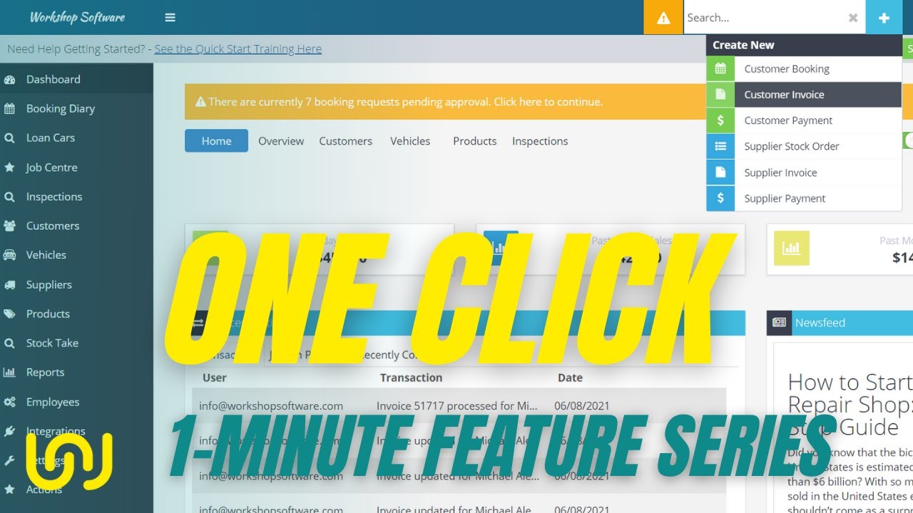 One Click - Workshop Software 1 minute Feature Series - YouTube
