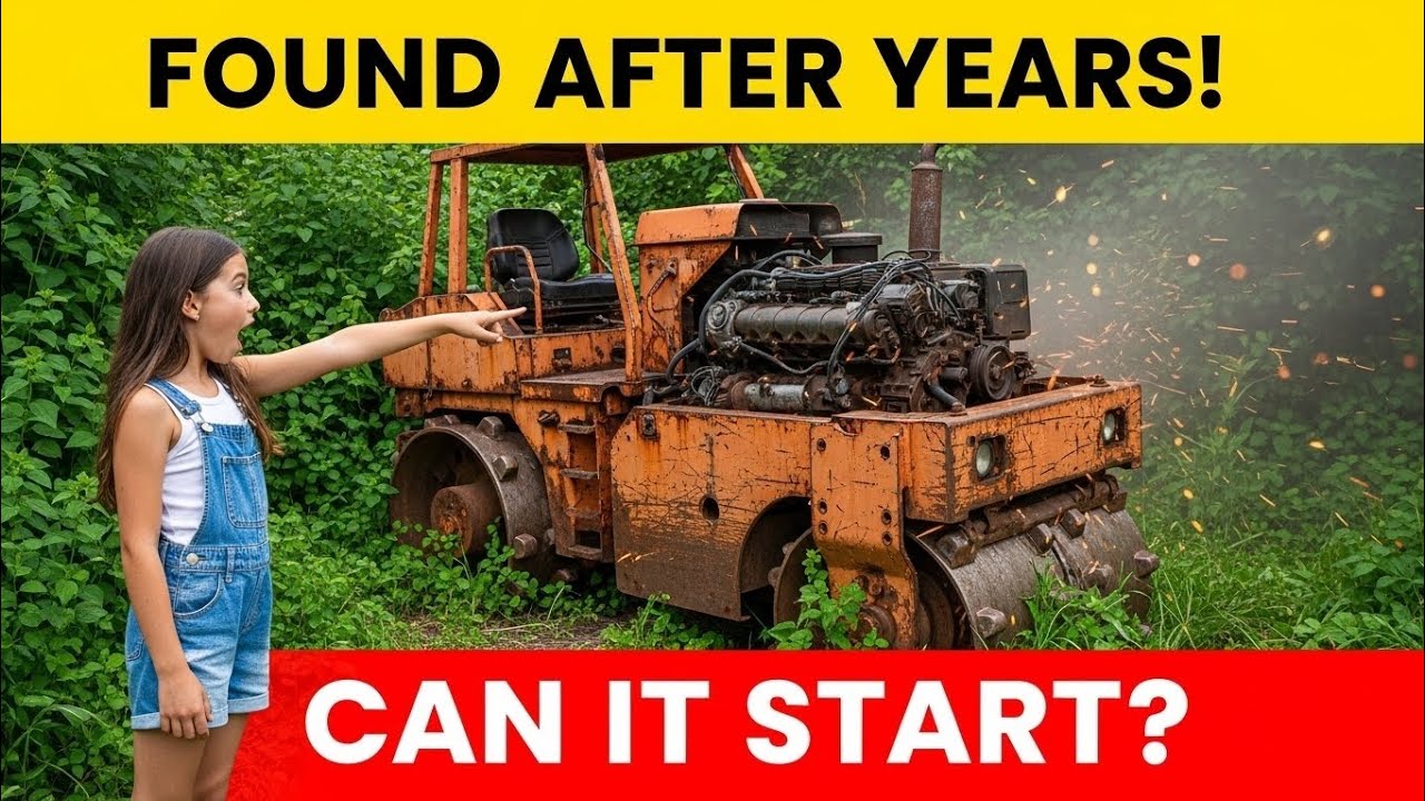 Genius Girl Finds Abandoned Road Compactor After Years in Weeds – Can It Start Again?