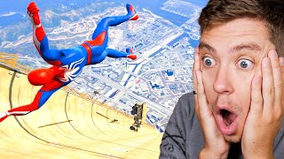 Reacting To SPIDERMAN DISMOUNT But in GTA 5?!?! (SO CRAZY)