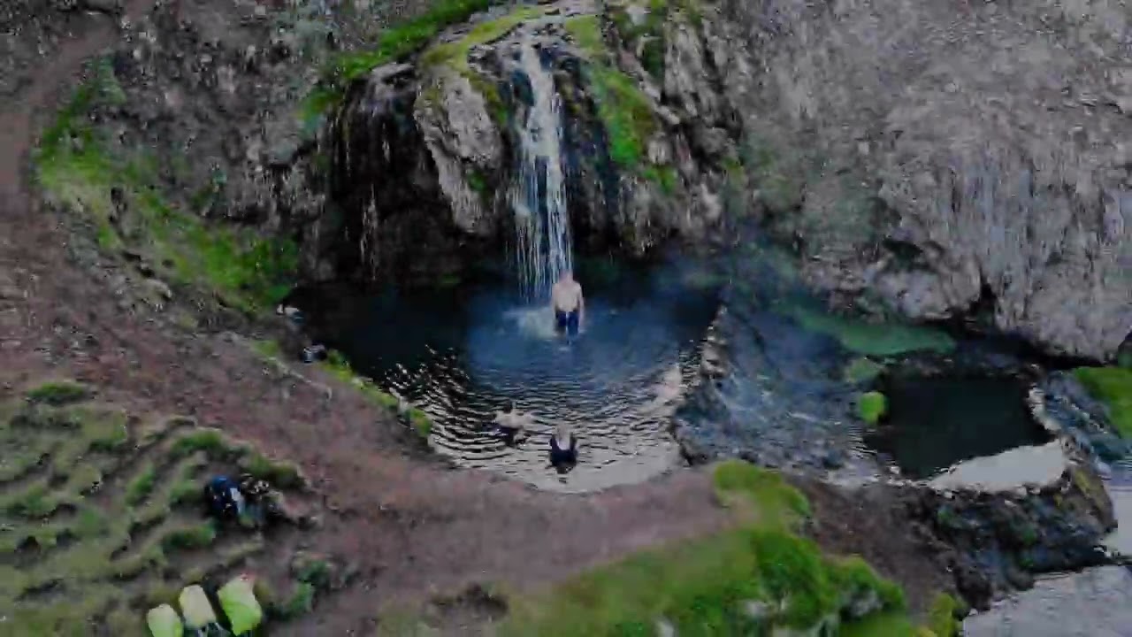 Laugavallalaug Hot Spring and Waterfall, Iceland — Laugavallalaug — video poster