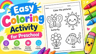Easy Coloring Worksheet for Preschool | Fun Coloring Activity for Kids | Free Printable