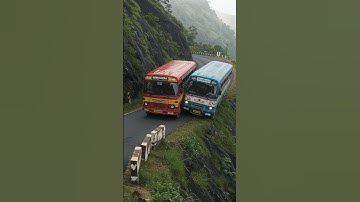 Buses on Dangerous Mountain Road – Inches from Disaster!