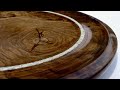 Woodturning - A large platter with white stone inlay from an old English Walnut stump top.