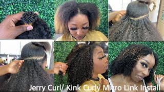 Beautiful bouncy Jerry Curl/ Kinky curly Micro Link Install | Ft. CURLS QUEEN HAIR