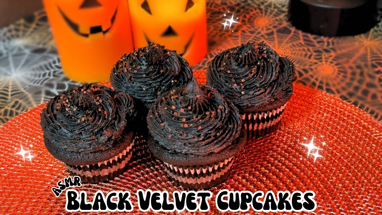 ASMR Baking Black Velvet Cupcakes for Spooky Season 🖤🧁 Whispered Voiceover