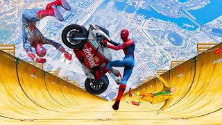 GTA 5 SPIDERMAN vs MEGA RAMP JUMP 692( Spider-Man Jumps with Cars & Bikes)