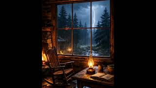 heavy rain thunder sound for deep sleep at night cozy cabin